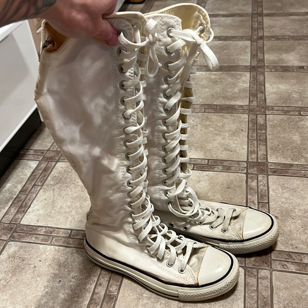 White Knee High Converse M5/W7